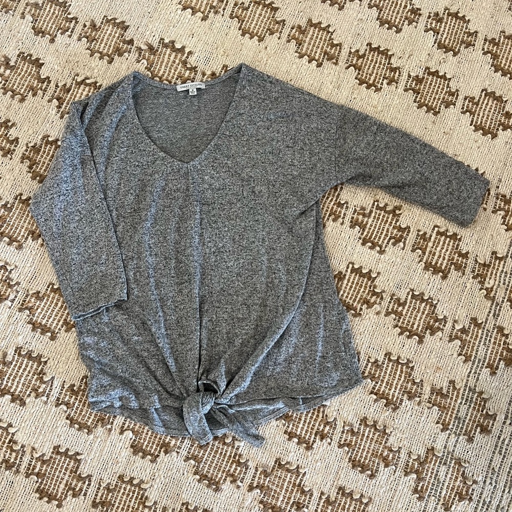Green Envelope super soft tie front top